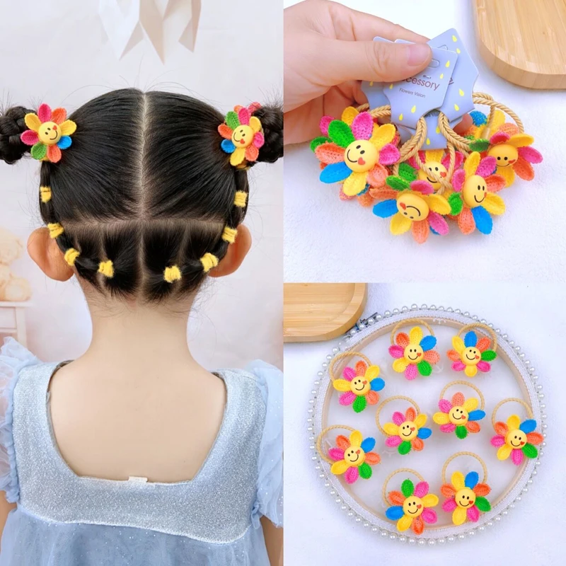 儿童发饰太阳花笑脸发绳宝宝不伤发皮筋女童高弹力发圈幼儿园发绳