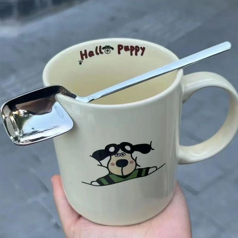飞行员小狗陶瓷马克杯咖啡杯子ins高颜值水杯宿舍家用奶黄早餐杯