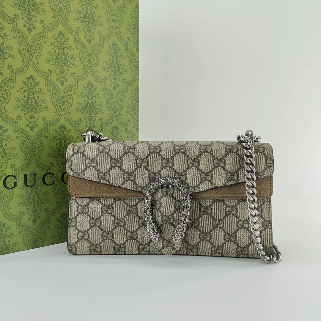 99新 GUCCI/古驰  新款酒神钻扣驼色 单肩斜挎包奢侈时尚翻盖2