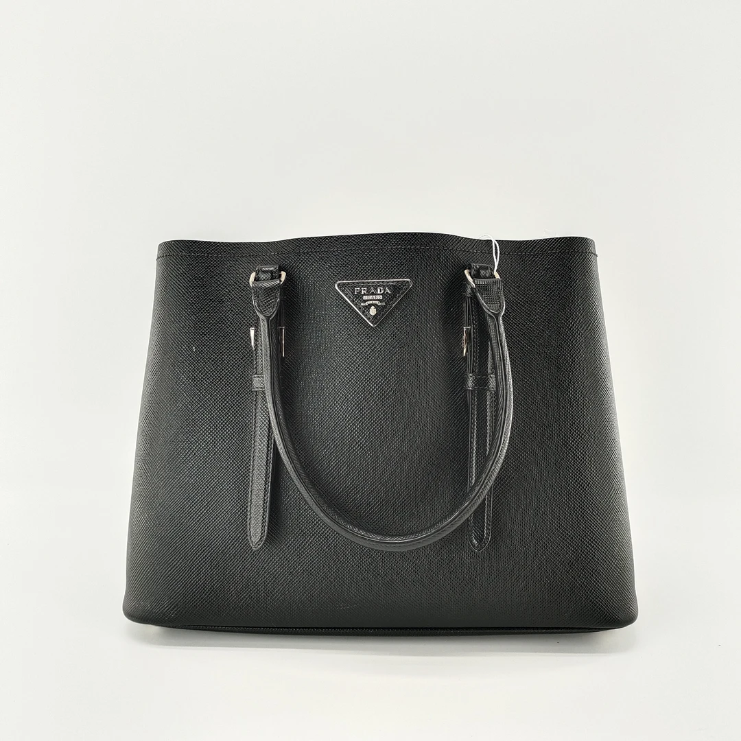 95新 Prada/普拉达 普拉达杀手包黑银中号 手提公文包