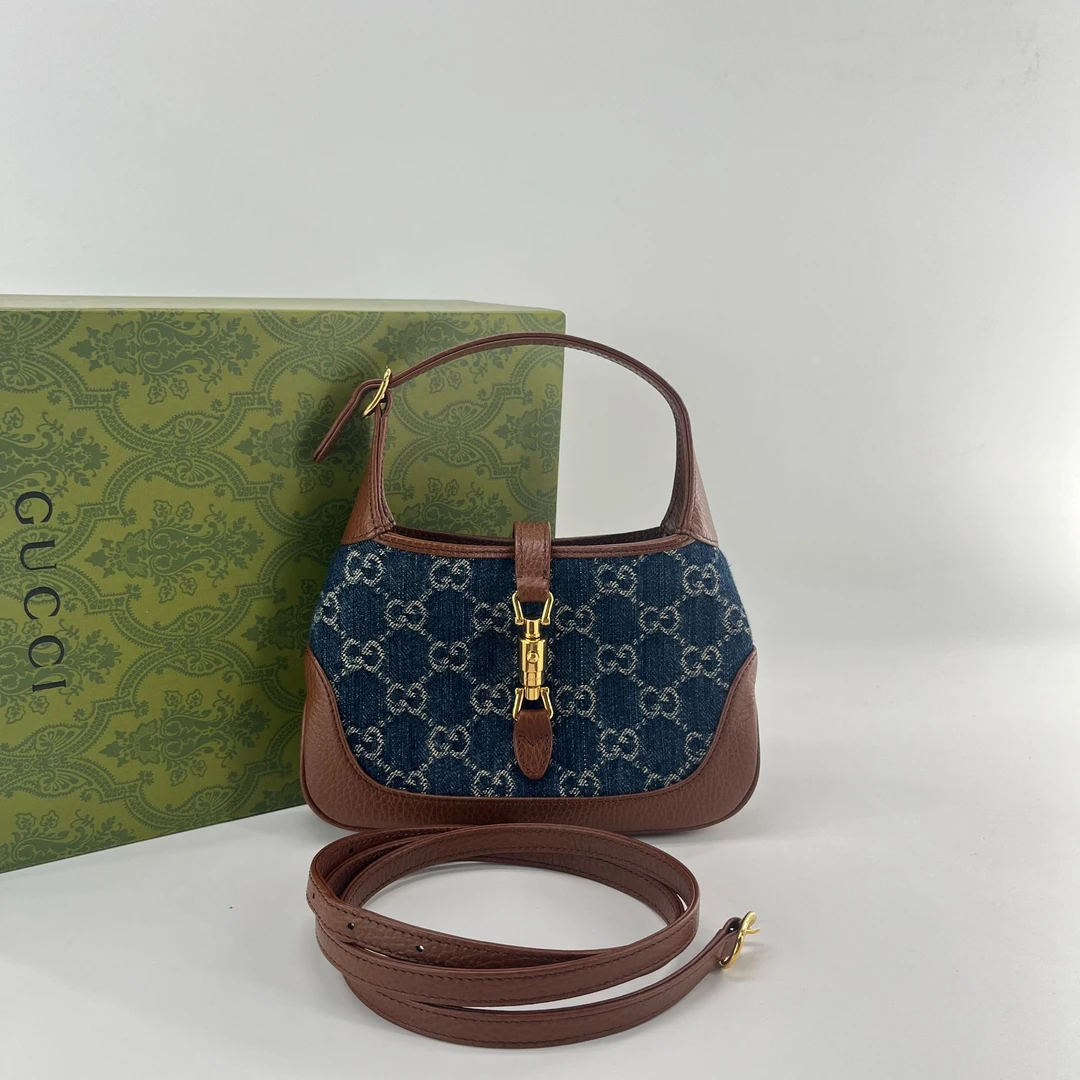 99新 GUCCI/古驰  1961 jackie丹宁mini 腋下单肩包经典时尚女士
