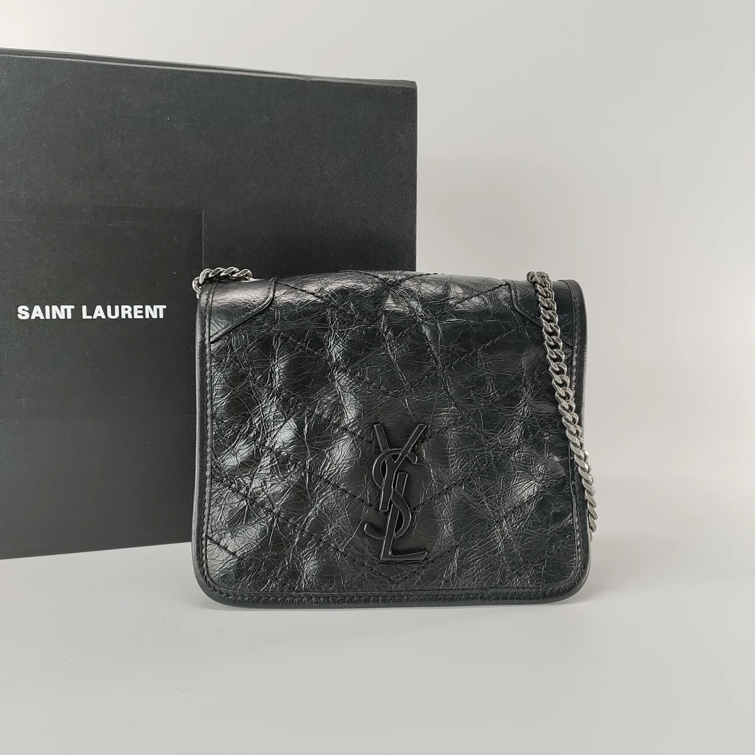 99新 YSL/圣罗兰  圣罗兰niki迷你黑色 经典时尚潮流奢侈翻盖斜跨