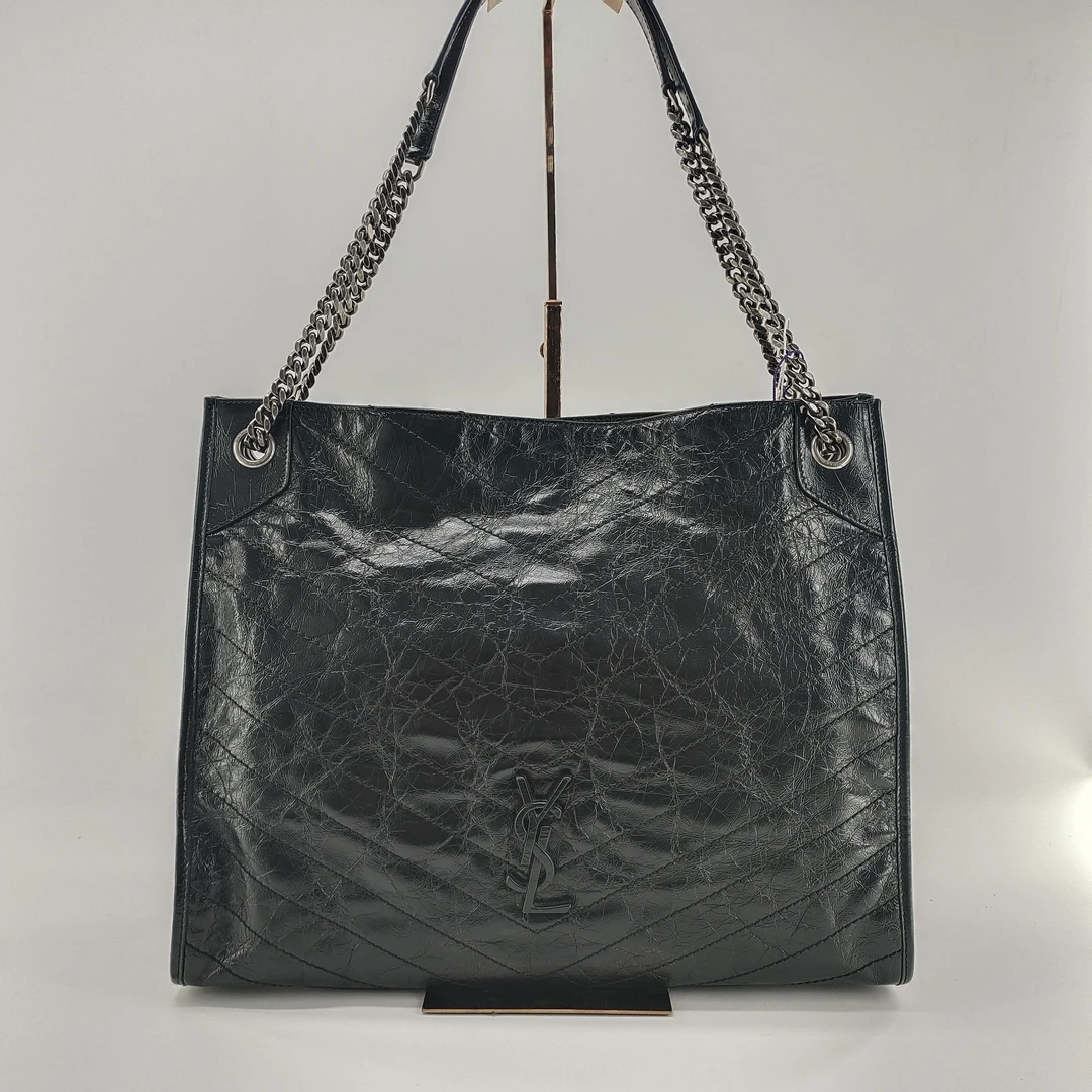 99新 YSL/圣罗兰  shopping bag购物袋黑色大号 单肩斜挎流浪包