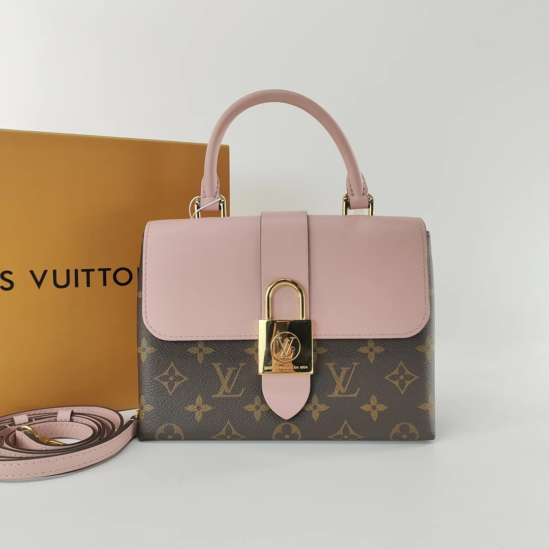 99新 LouisVuitton/路易威登 粉色锁头lockybb包手拎单肩斜跨包
