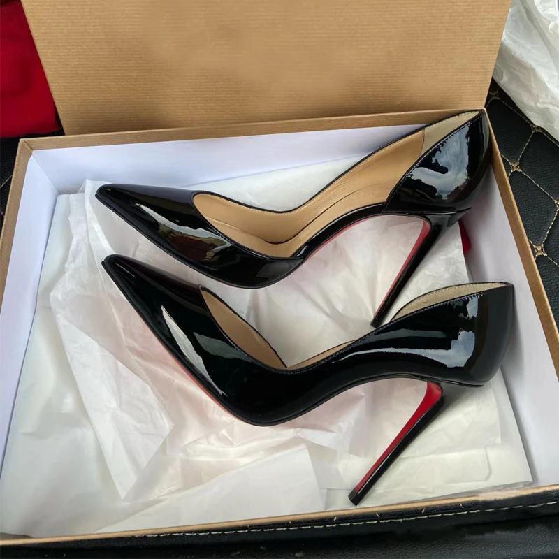 黑色侧空高跟鞋2025年春夏新款红底鞋性感夜店气质职业百搭单鞋女