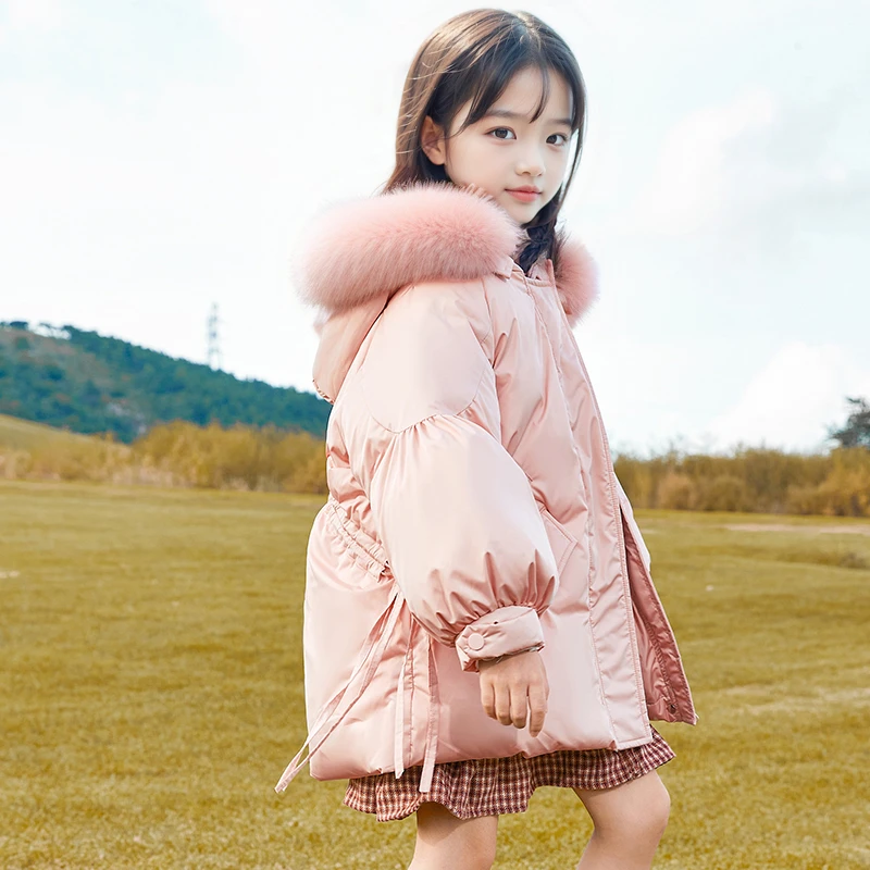 2201女童羽绒服冬季2023新款纯色大毛领加厚中大童女宝洋气上衣