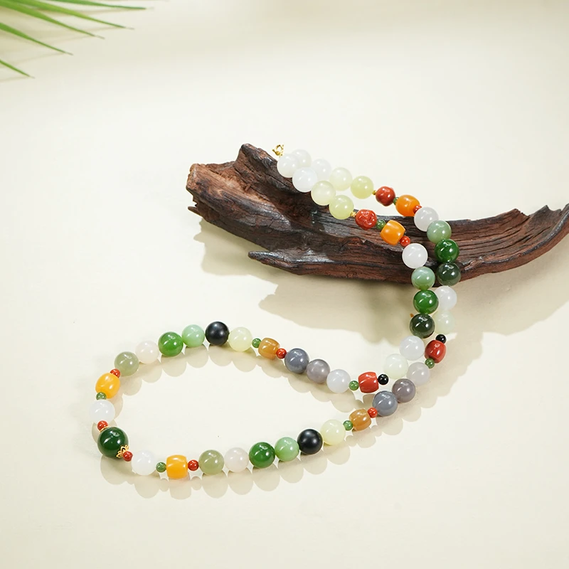 【鑫浩矿业】新疆和田玉-高品多宝卡10项链一条 气质女士玉项链百搭