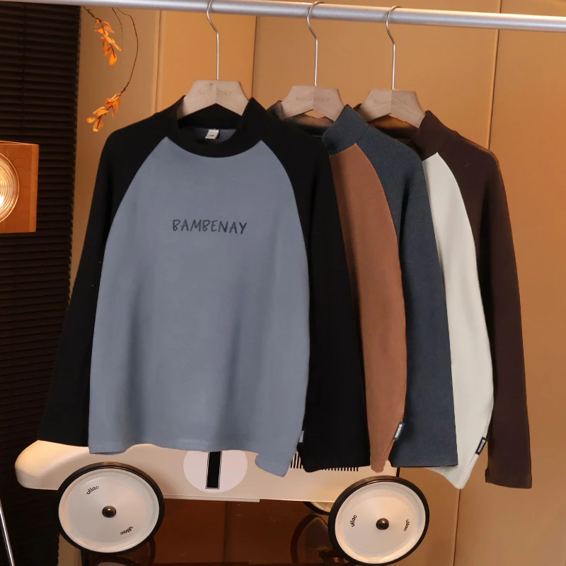 现货 男童打底衫拼接保暖软糯内搭冬款中大儿G5637