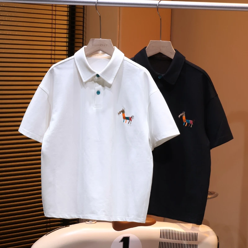 现货【小马刺绣POLO衫】男夏季百搭T恤短袖汗衫新款中大童宽松C1665