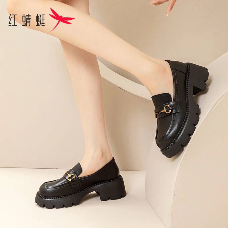 红蜻蜓春季舒适休闲时尚百搭厚底一脚蹬增高单鞋女款2025新款爆款