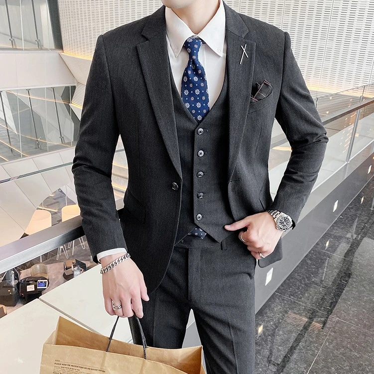 2024秋季新品男士西服套装韩版修身商务休闲时尚西装礼服结婚服装