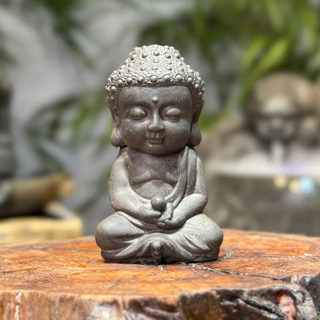 新中式复古怀旧风坐姿小佛茶宠手把件摆件装饰