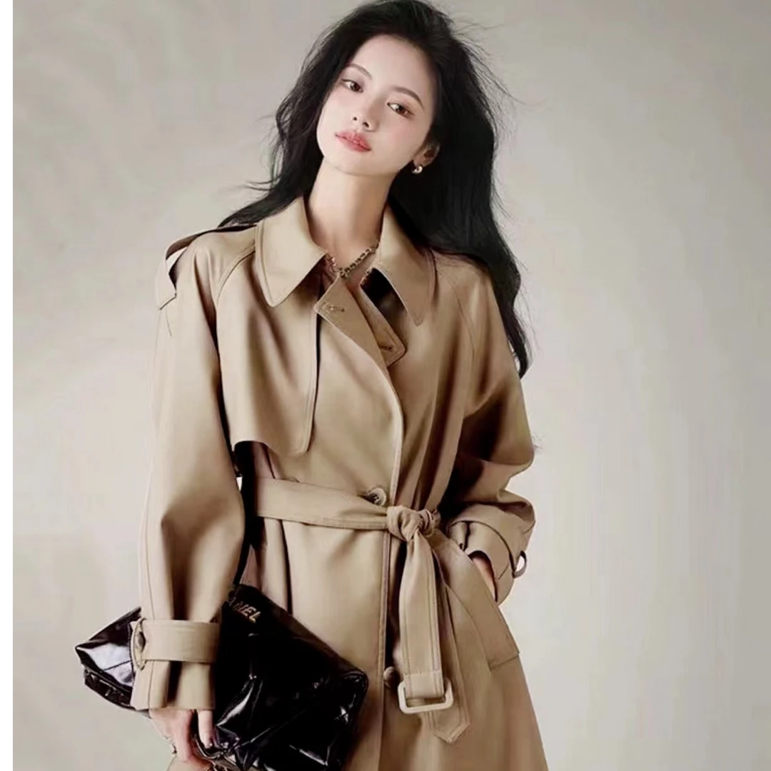 风衣女2024春秋新款高级感气质休闲收腰宽松中长款过膝英伦风外套