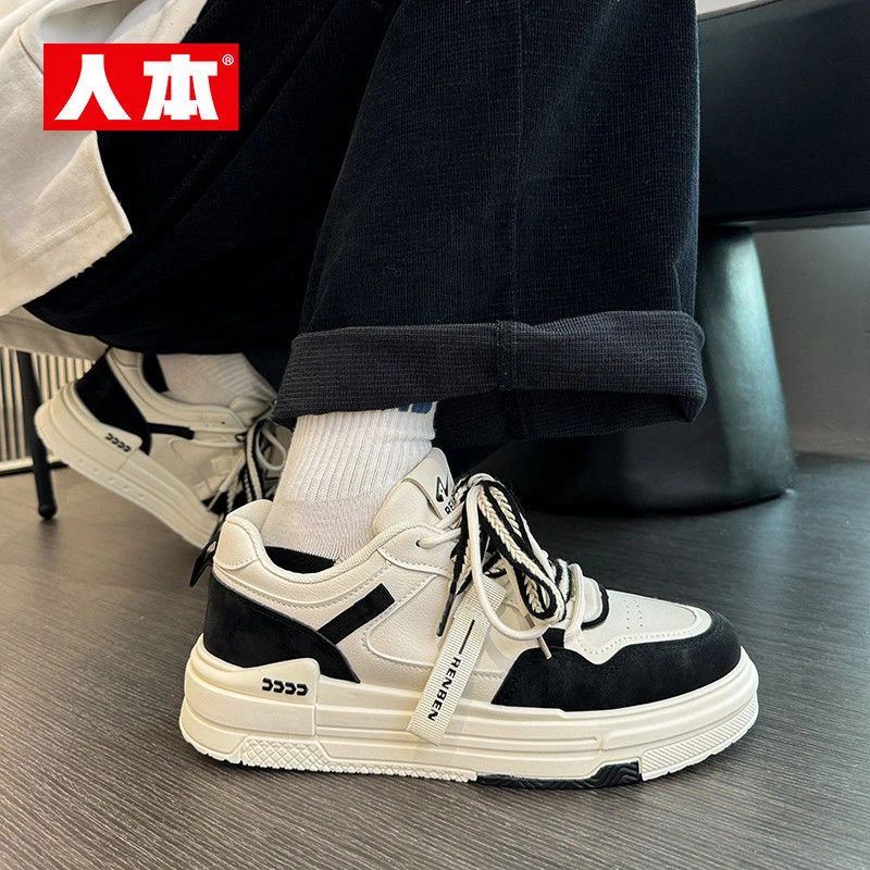 人本情侣鞋美式复古小白鞋女鞋新款潮流百搭学生原创高颜值板鞋子
