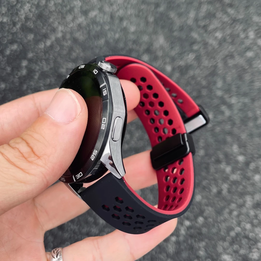 双色透气硅胶适用华为手表GT6表带GT5pro蜂窝孔watch3磁吸扣fit4