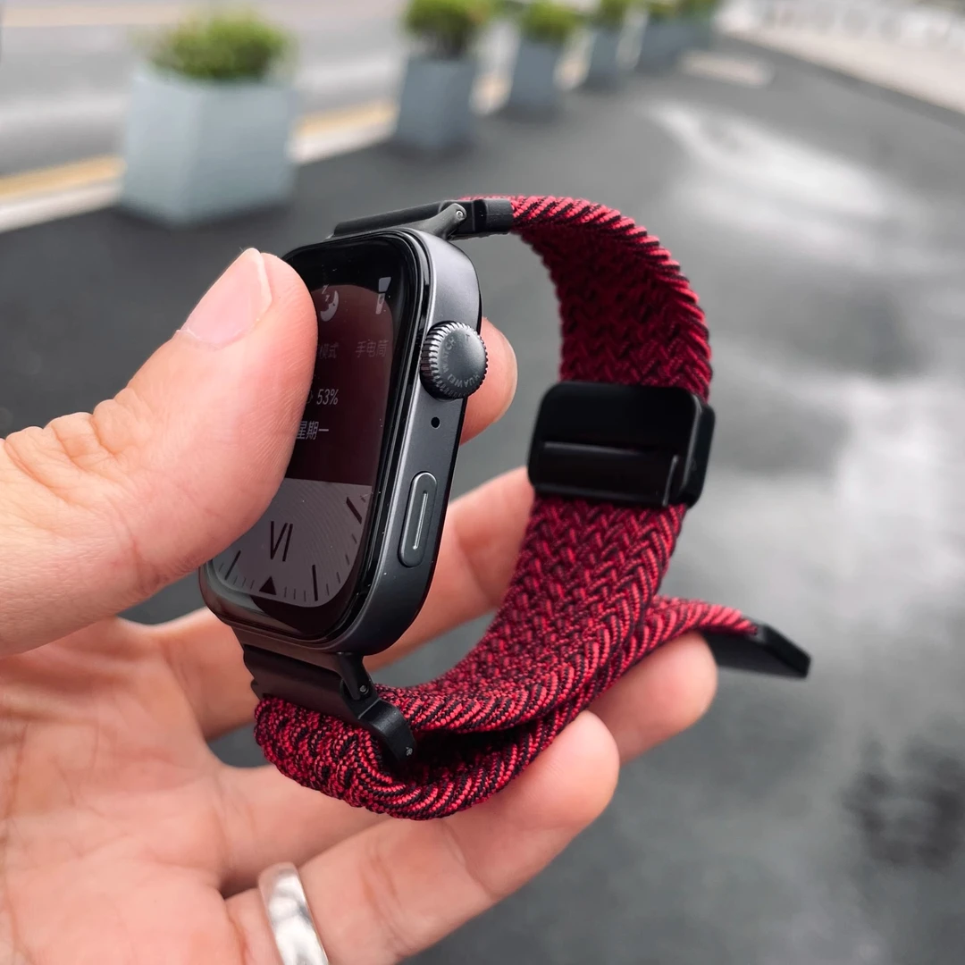 卡客 编织磁吸扣适用华为fit3表带弹力针织回环fit4手环手表带夏