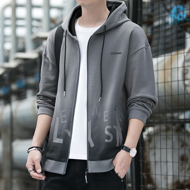 男士开衫卫衣春秋季2023新款连帽潮牌休闲上衣服男装美式宽松外套