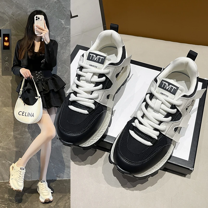 蒙娜丽莎2023秋季新款大M舒适厚底增高老爹鞋潮流休闲鞋X检M5288