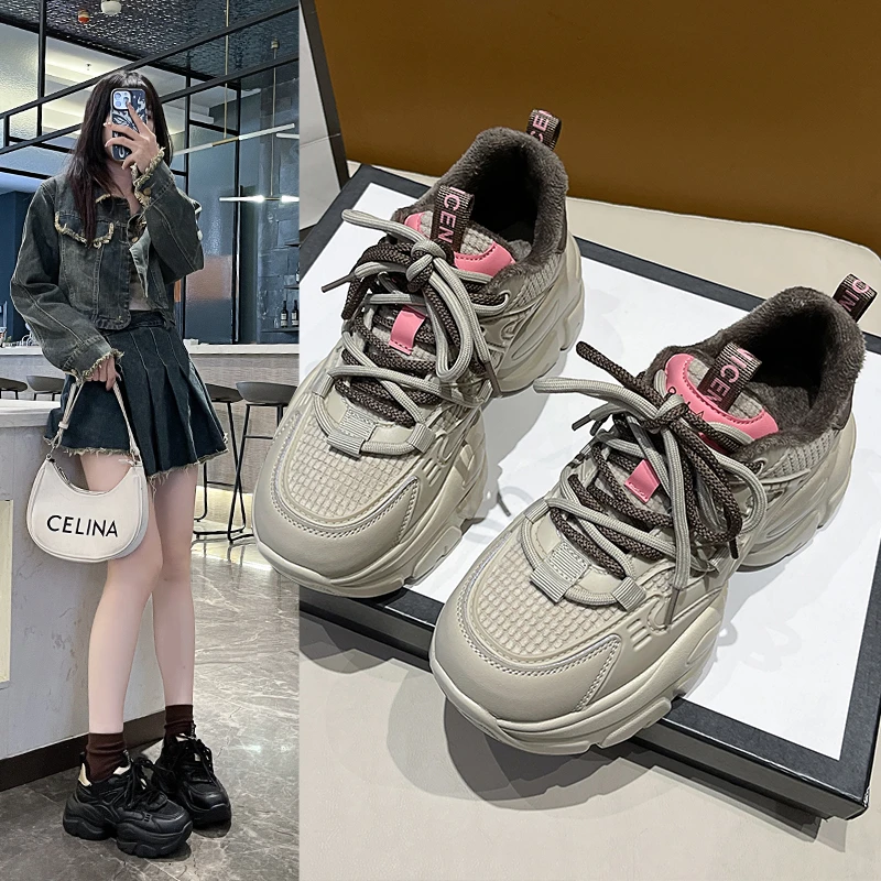 GOETHEAN/歌迪尼2023秋冬加绒保暖休闲鞋厚底增高女鞋GL5290-2