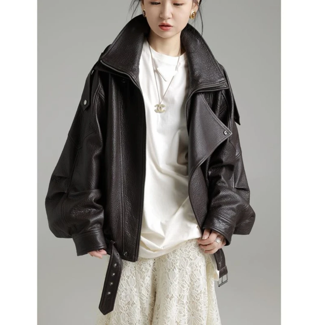 【凯尚】2024新款时尚潮流女装单装真皮绵羊皮衣女外套休闲-8801