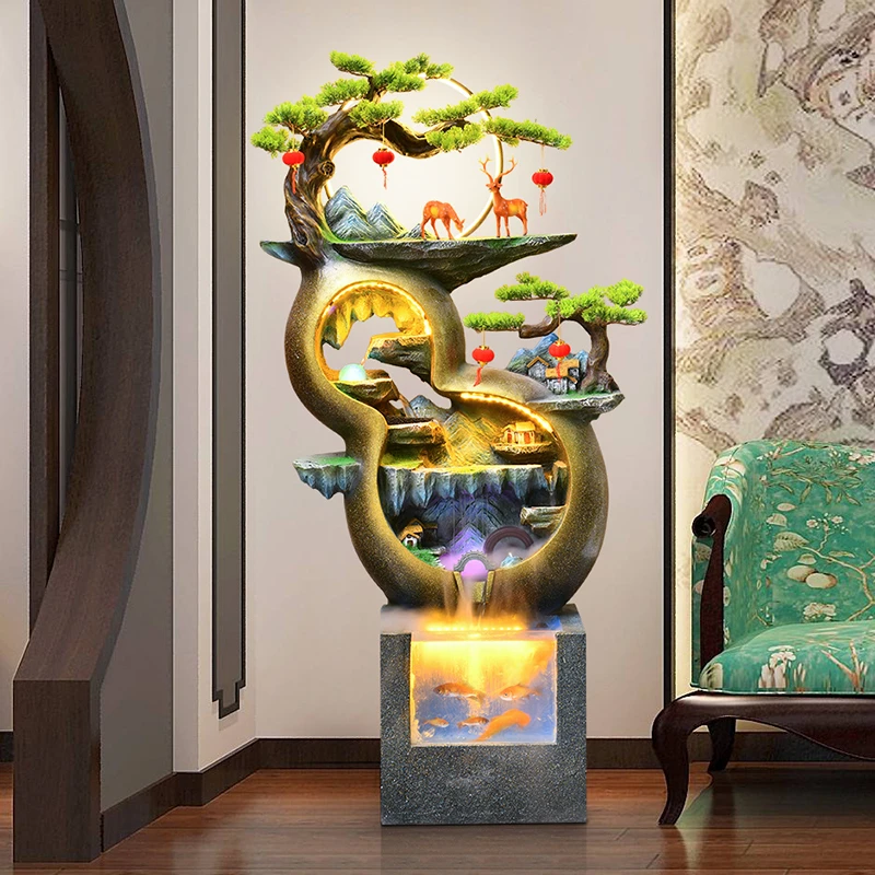 皇礼客厅中式葫芦流水摆件循环水开业礼品假山鱼缸景观落地加湿器