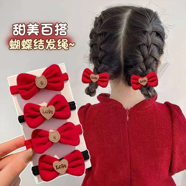 儿童新年丝绒头绳皮筋头饰发圈高弹力可爱皮筋爆款发绳喜庆发饰