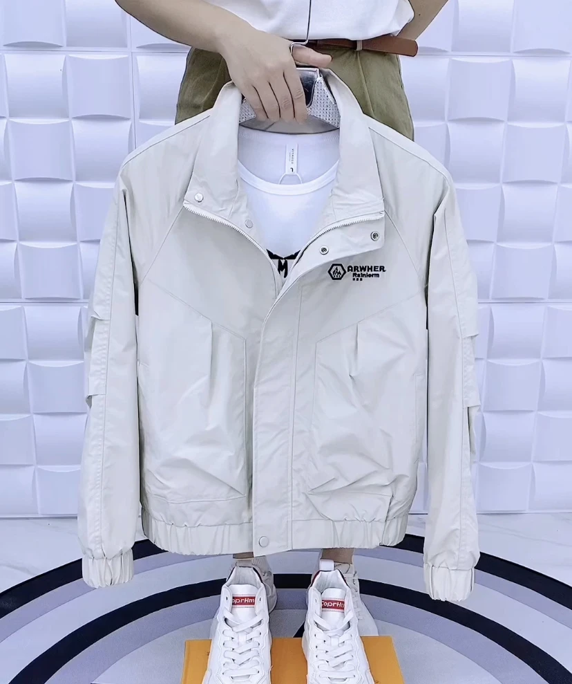 春季新款男士外套休闲时尚潮流帅气百搭男款春秋夹克简约大方立领