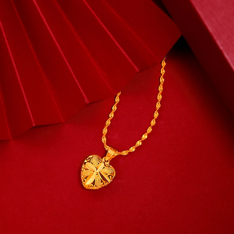 合金吊坠 精美女款双面爱心吊坠项链