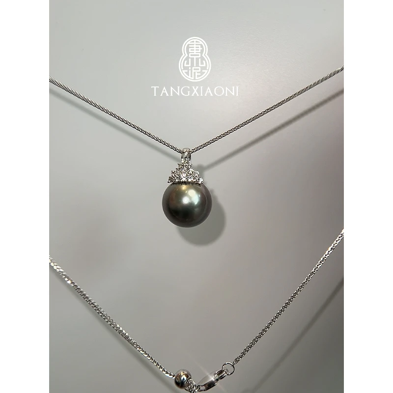 唐小泥 吉尔德大溪地黑珍珠12-13mm18K金冰雪女王吊坠 ZZ241101-4