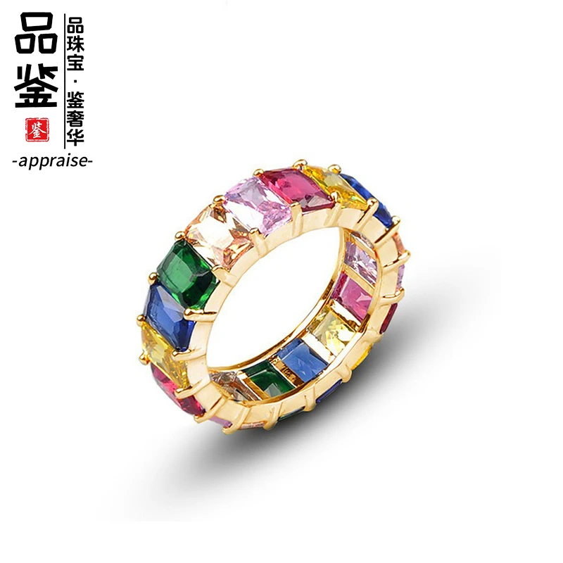 铜合金仿珍珠戒指 【品鉴】中古vintage 彩色镶嵌奢华满钻 Z4797