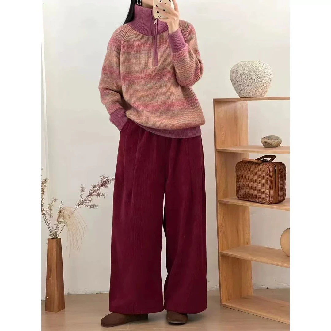 冬季新款拼色针织羊毛上衣193