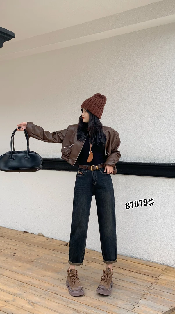 冬款时尚毛巾底小跨牛仔裤87079