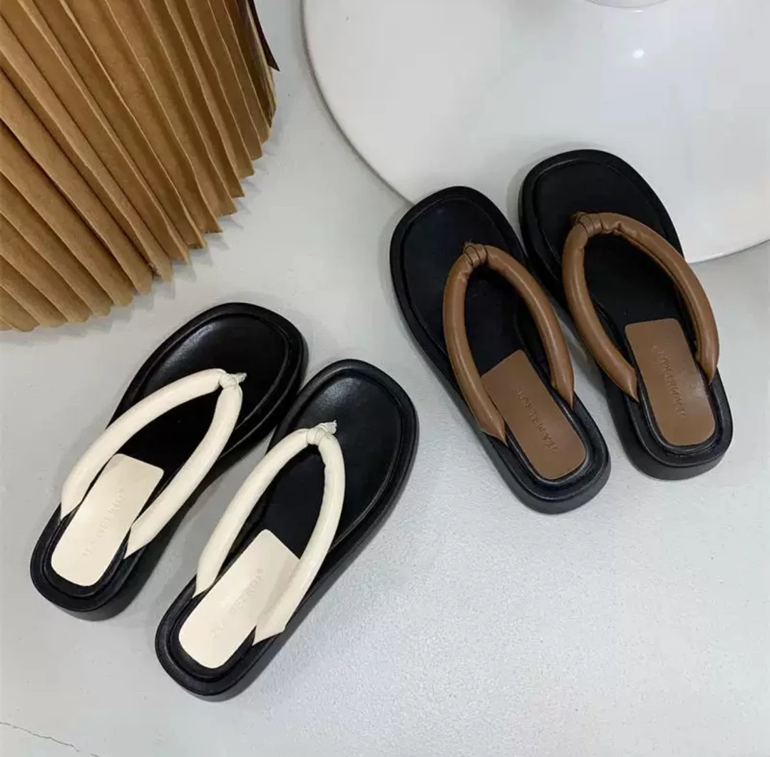 夏季新款厚底面包人字拖8015