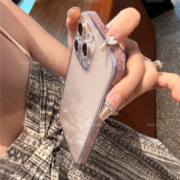 闪粉边框苹果16promax手机壳简约ins小众新款高级感女神款保护套