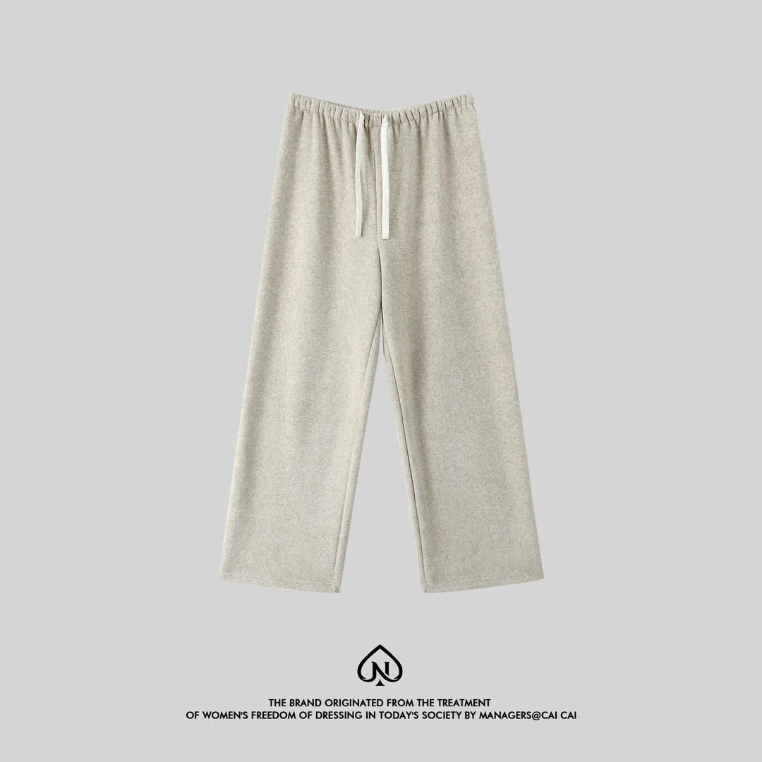 黑桃AN高级感直筒裤阔腿裤休闲垂感加绒长裤秋冬23CADG0575N