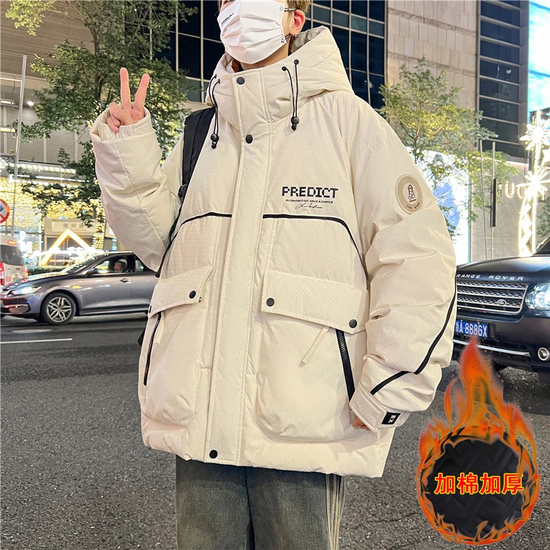 冬季连帽棉衣男生棉服冬装加棉加厚外套青少年学生保暖棉袄子