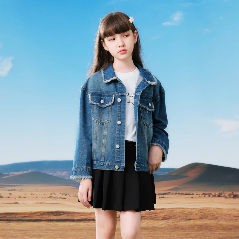0805女童秋装牛仔外套2024新款学院风大童春秋装薄款上衣防风外衣