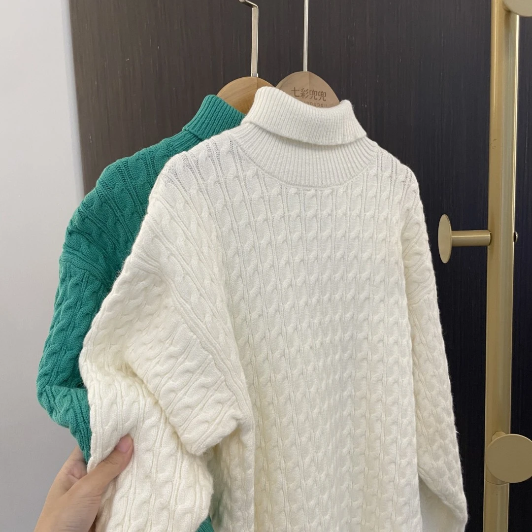 0416女高领毛衣儿童针织衫中大童加厚秋冬打底衫新款时髦百搭童装