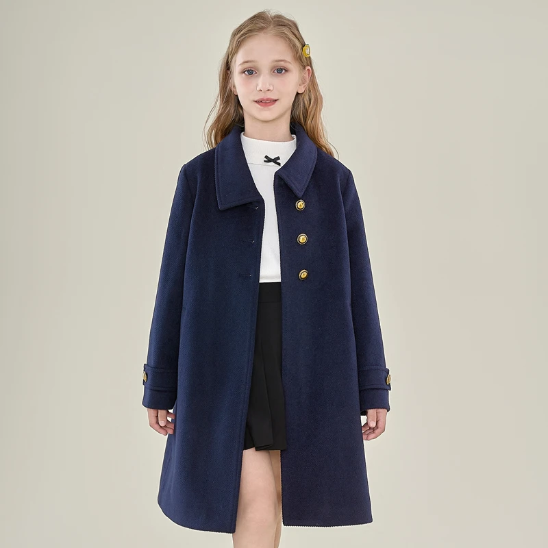 1516女童呢子大衣儿童冬季新款中长款洋气时髦夹棉加厚呢大衣外套