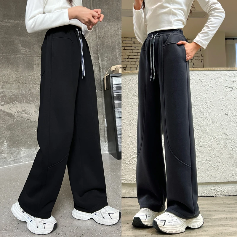 1661女童加绒裤子儿童复合一体绒加厚秋冬爆款新款宽松学生休闲裤