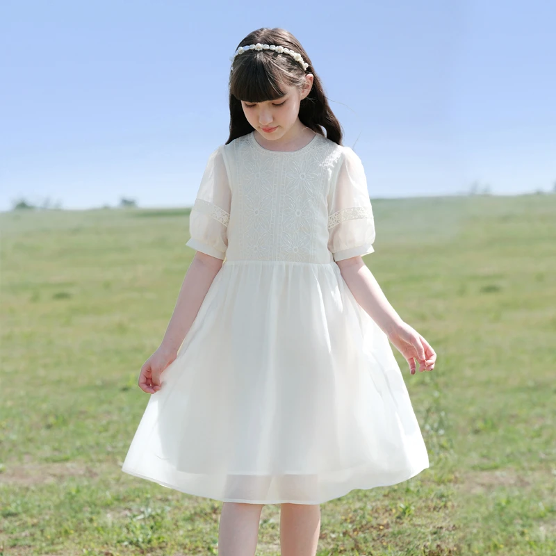 0727女童连衣裙天丝仙女裙夏款2025新款高定款刺绣公主裙儿童裙子