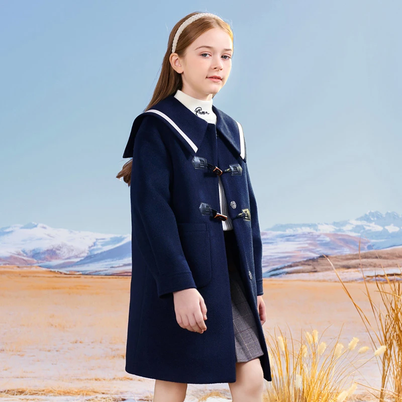 0930女童呢子大衣新款秋冬款洋气儿童中大童毛呢夹棉外套童装