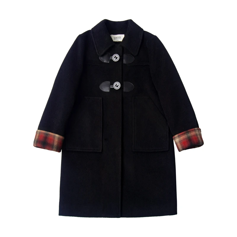 1503女童黑色呢子大衣新款秋冬款儿童毛呢外套冬装大童洋气童装