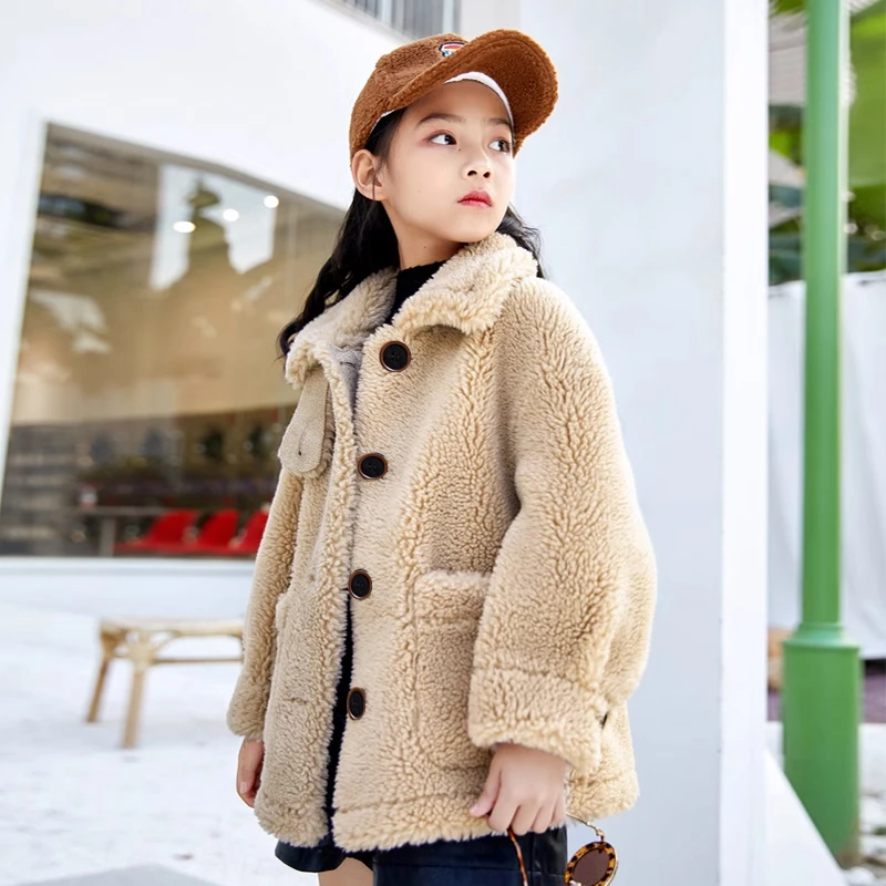 0923女童2023冬季新款毛毛外套加厚短款百搭外套