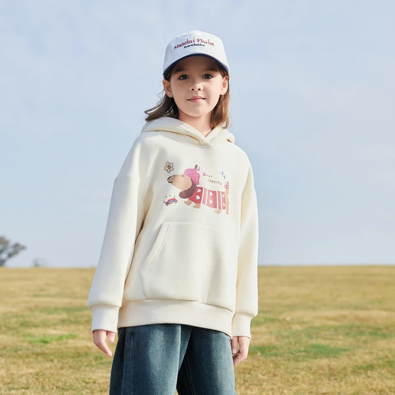 1658女童卫衣儿童加绒加厚冬季大童女孩洋气时髦2024新款连帽上衣