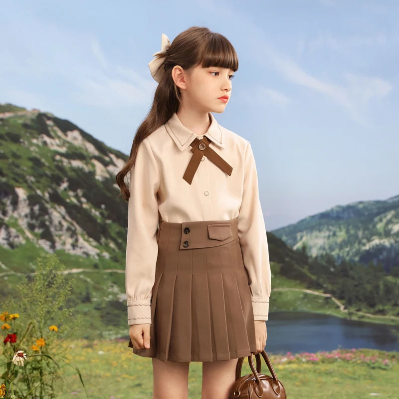 0518女童衬衫春秋款学院风新款洋气儿童衬衣大童上衣百搭时髦童装