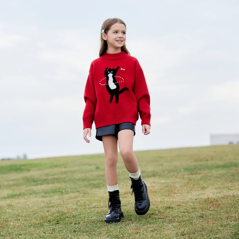 1696女童毛衣儿童加厚保暖秋冬6-12岁女孩洋气时髦新款冬款针织衫