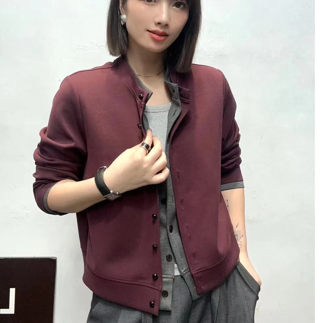 1097秋季时尚短款外套假两件休闲宽松短款太空棉开衫