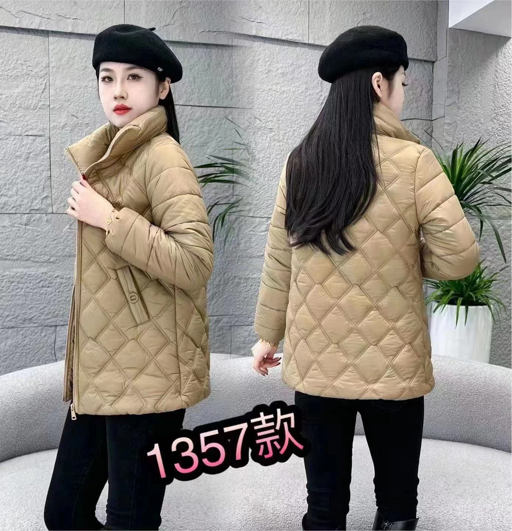 1357冬季中长款轻薄棉衣时尚休闲百搭棉衣外套