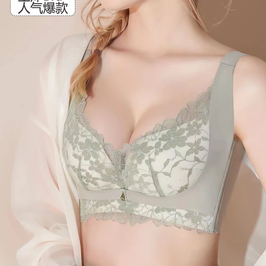 3716蕾丝乳胶五排扣B杯调整型2.0无磁内衣侧收副乳U型美背文胸